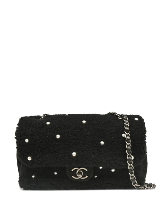 CHANEL 2014 pearl shearling shoulder bag