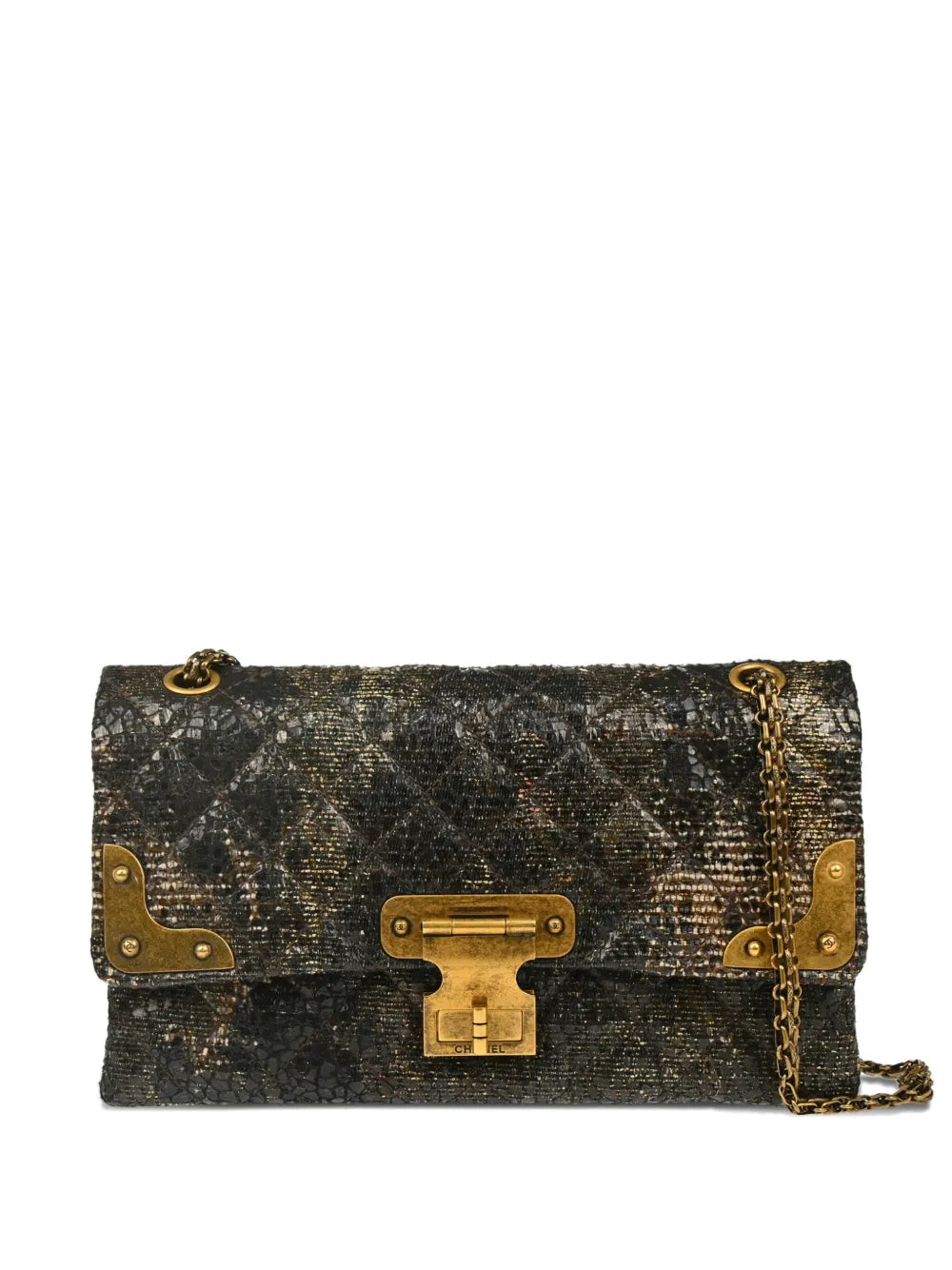 CHANEL 2009 Double Flap lacquer tweed shoulder bag