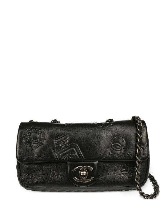 CHANEL 2014 small embossed icons calfskin shoulder bag