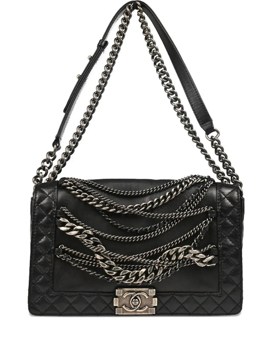 CHANEL 2014 medium Boy Reverso Chanel quilted lambskin shoulder bag