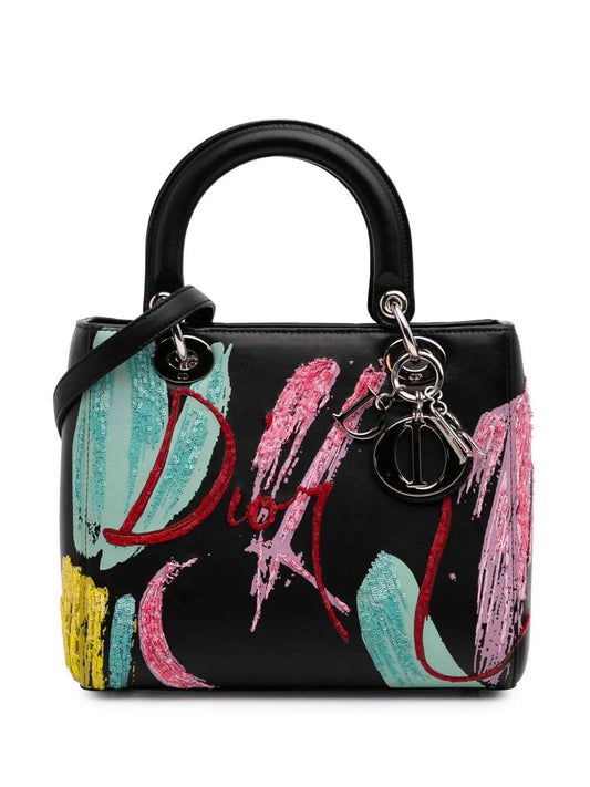 Christian Dior 2015 Medium Calfskin Sequin Art Lady Dior satchel
