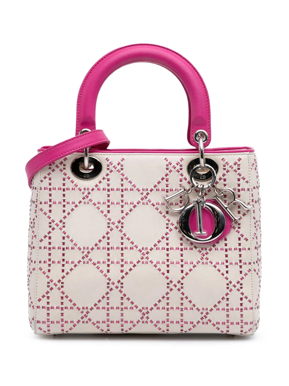 Christian Dior 2012 Medium Lambskin Cannage Stitched Lady Dior satchel