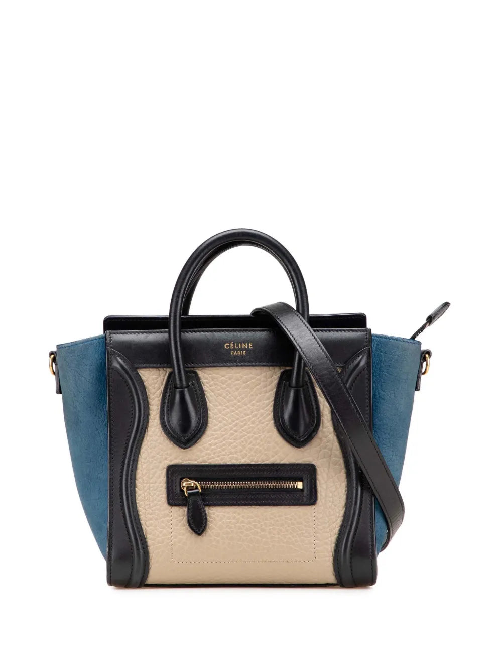 Céline 2015 Nano Tricolor Nubuck and Calfskin Luggage Tote satchel