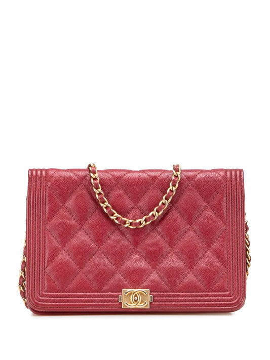 CHANEL 2018 2019 Quilted Caviar Boy Wallet on Chain crossbody bag