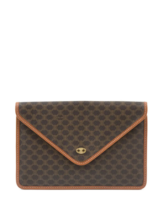 Céline 1980s Triomphe leather clutch bag