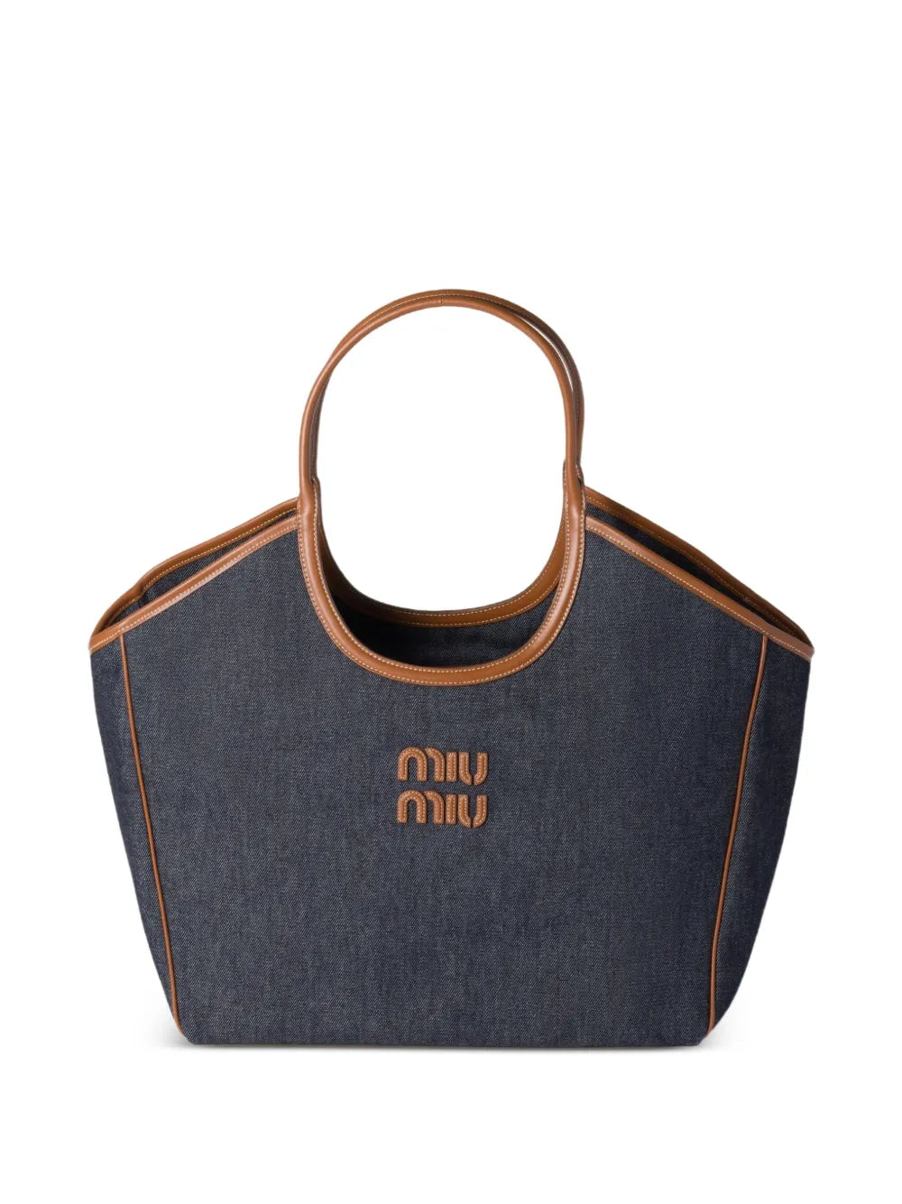 Miu Miu Ivy leather trimmed denim shoulder bag