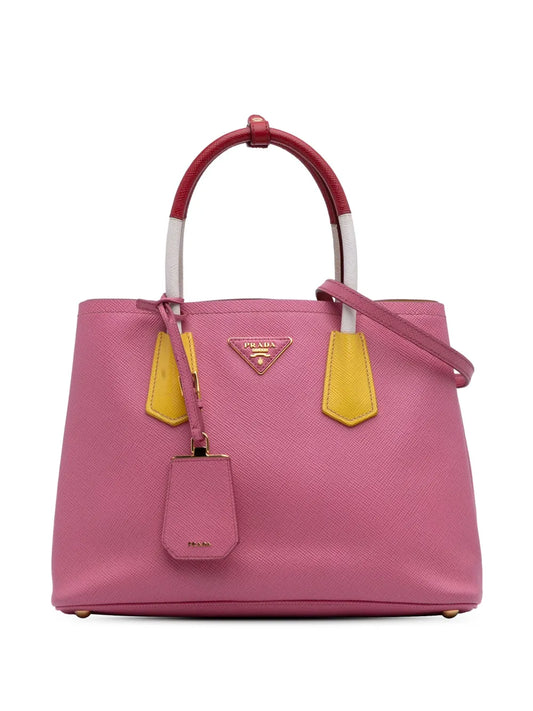 Prada 2010 2025 Small Bicolor Saffiano Cuir Double satchel