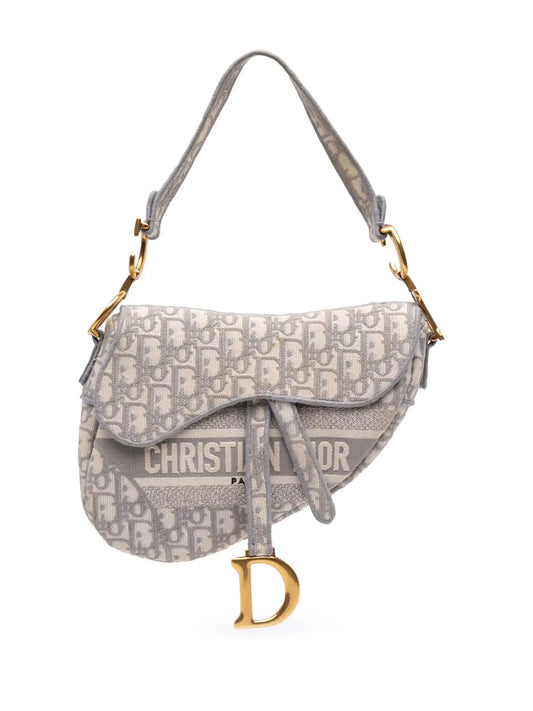 Christian Dior 2020 Oblique Canvas Embroidered Saddle Bag shoulder bag
