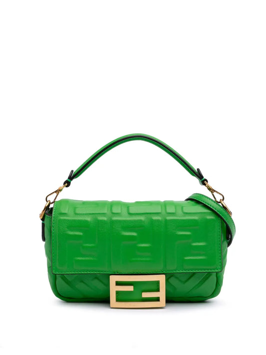 Fendi 2010 2025 Mini Zucca Embossed Leather Baguette satchel