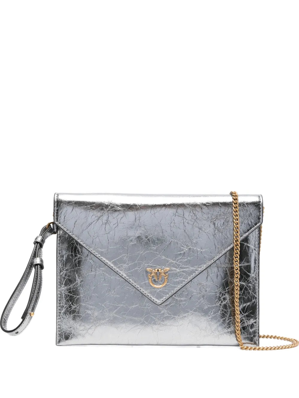 PINKO small metallic leather flap clutch