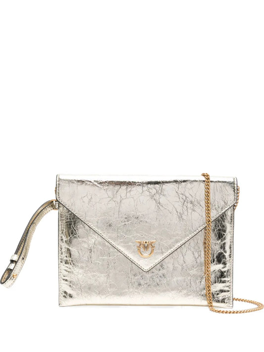 PINKO small metallic leather flap clutch