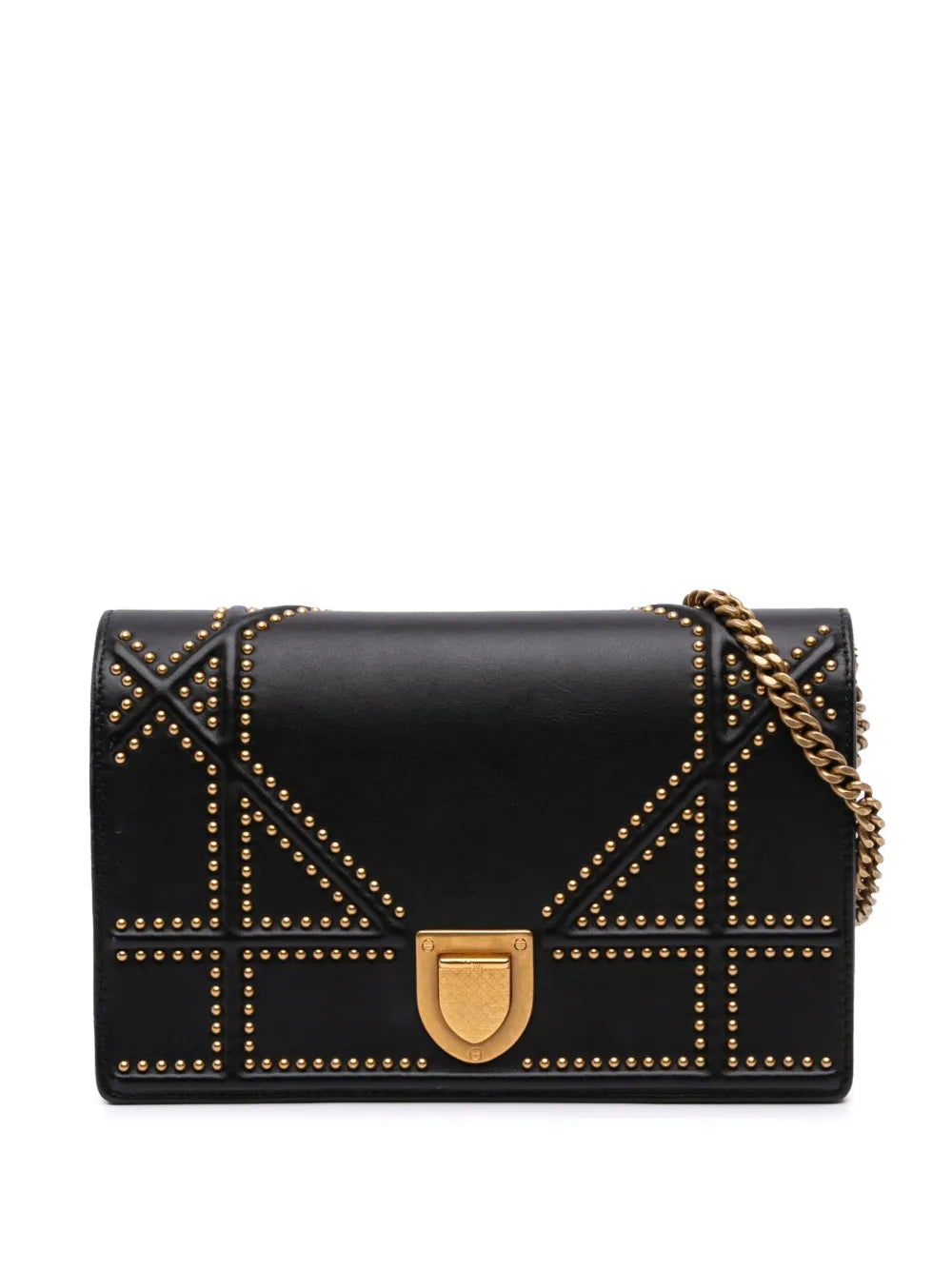 Christian Dior 2018 Calfskin Studded Diorama Wallet on Chain crossbody bag