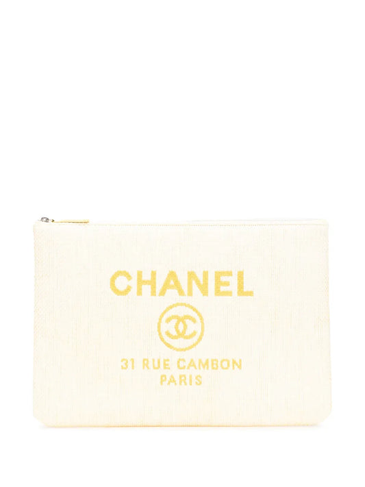 CHANEL 2016 2017 Large Raffia Deauville O Case clutch bag