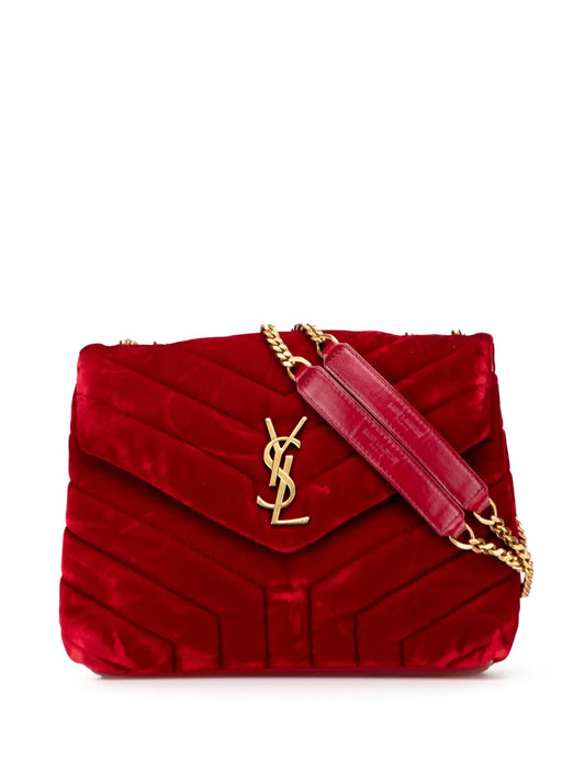 Saint Laurent 2000 2025 Small Velvet Monogram Matelasse LouLou shoulder bag