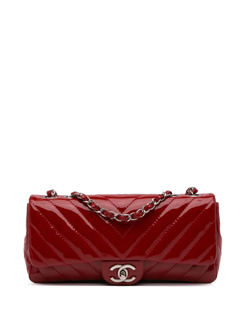 CHANEL 2009 2010 Classic Chevron Patent East West Single Flap shoulder bag