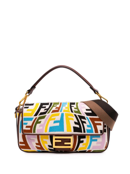 Fendi 2010 2025 Sarah Coleman Zucca Embroidered Canvas Fish Eye Vertigo Baguette satchel