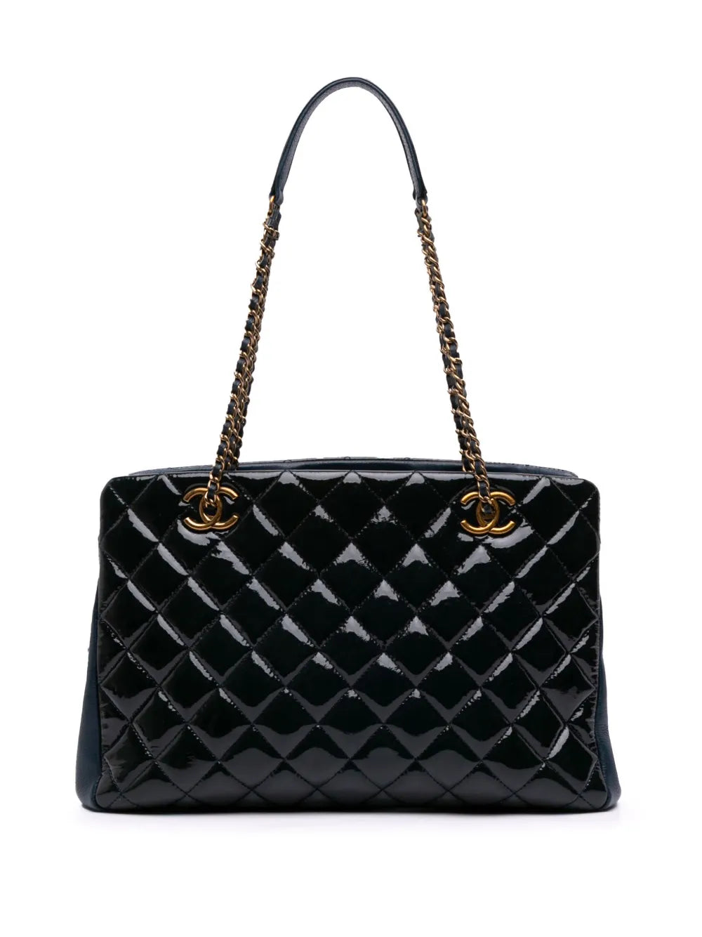 CHANEL 2015 2016 Paris Salzburg Patent and Goatskin CC Eyelet tote bag