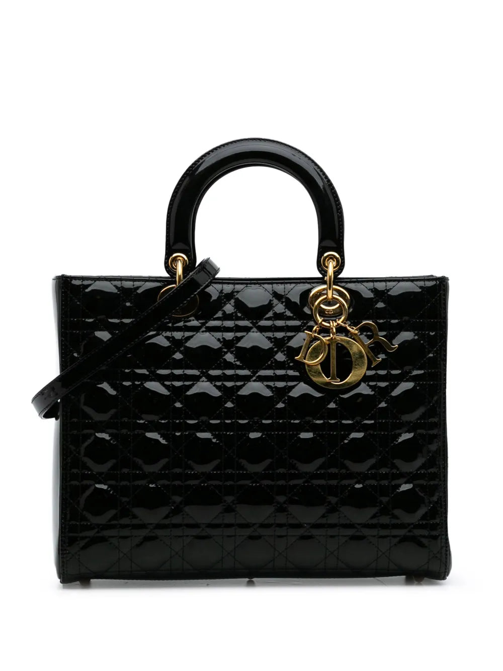 Christian Dior 2011 Large Patent Cannage Lady Dior satchel