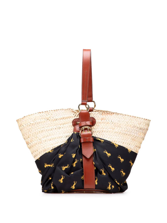 Chloé 2002 2025 Medium Raffia Little Horses Panier Basket tote bag