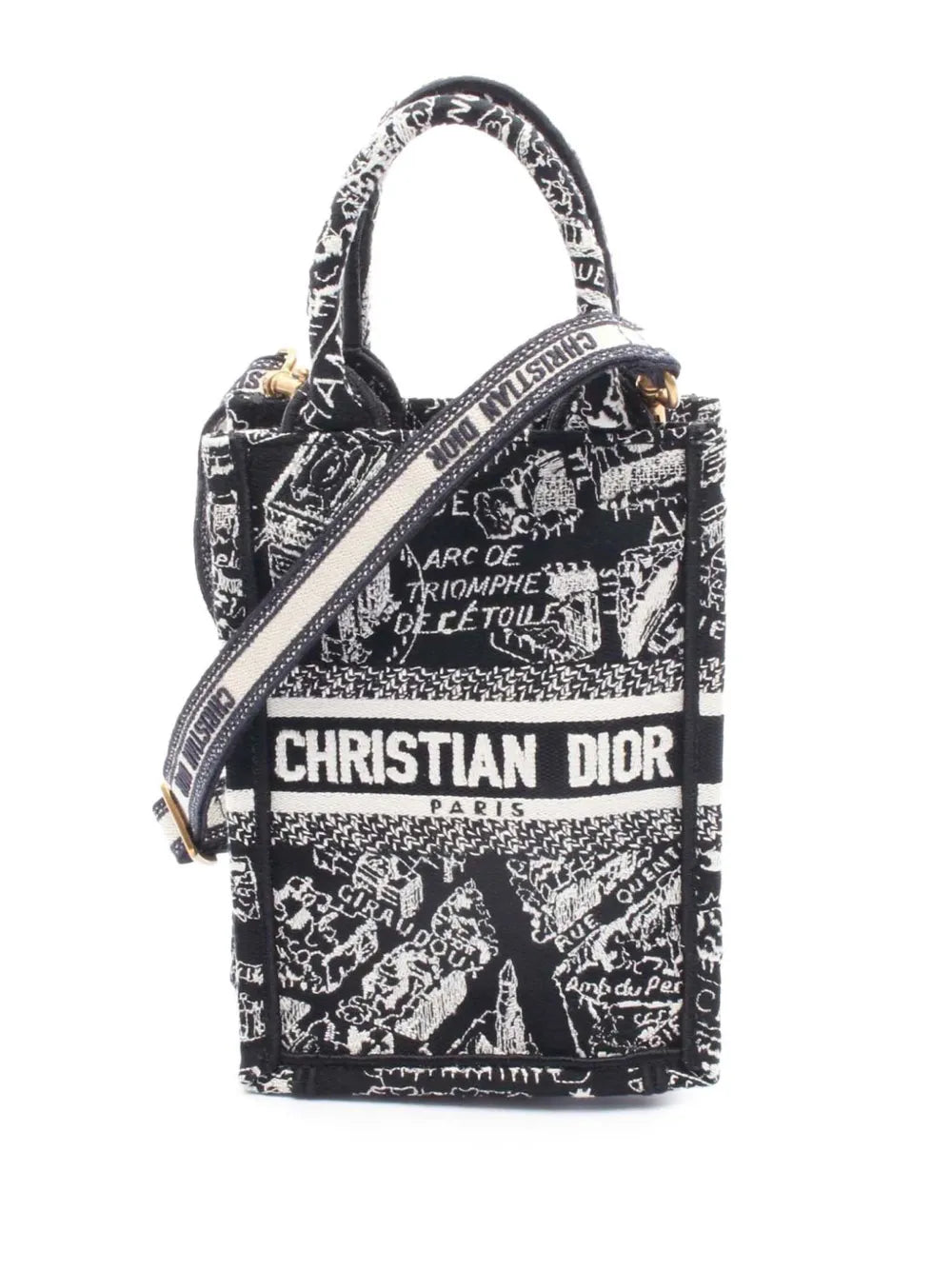 Christian Dior 2021 2025 Mini Plan de Paris Logo Embroidered Canvas Vertical Book Tote satchel
