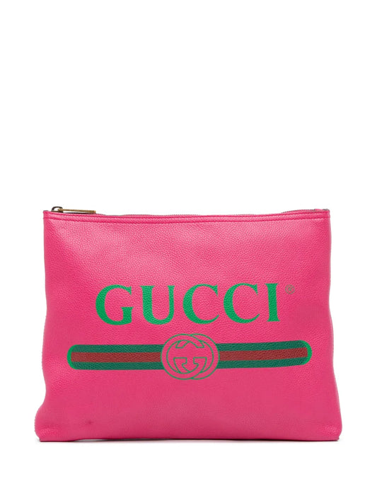Gucci 2016 2025 Medium Leather Logo Portfolio clutch bag
