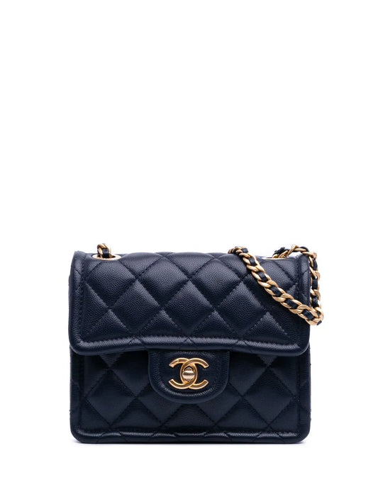 CHANEL 2021 Mini Quilted Caviar Sweet Classic Flap crossbody bag