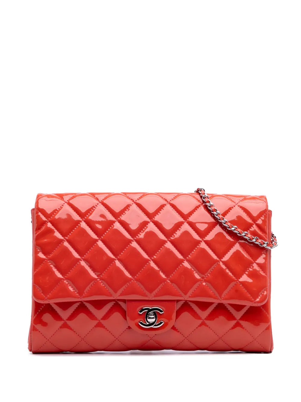 CHANEL 2011 CC Quilted Patent Clutch with Chain shoulder bag