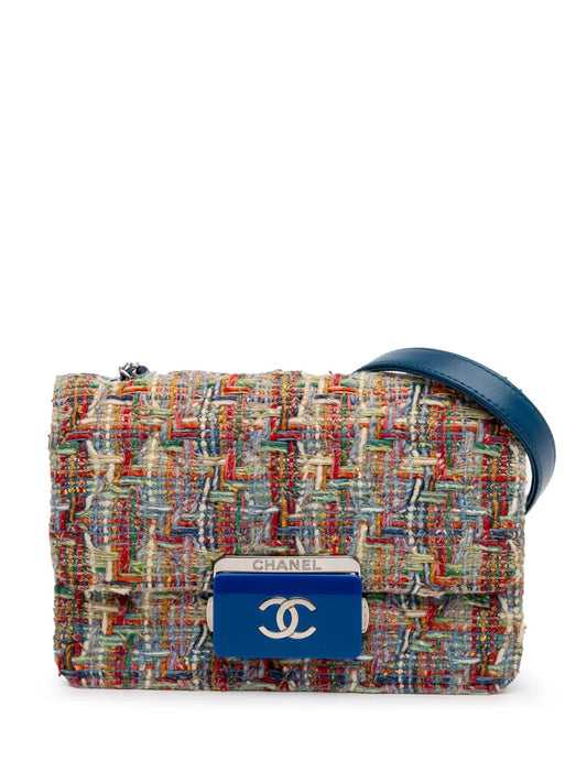 CHANEL 2017 2018 Mini Quilted Tweed Beauty Lock Flap crossbody bag