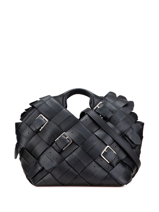 Loewe 2018 Small Woven Calfskin Buckle Surplus Basket Bag satchel