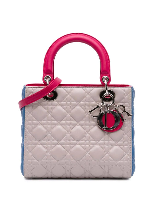 Christian Dior 2014 Medium Tricolor Lambskin Cannage Lady Dior satchel