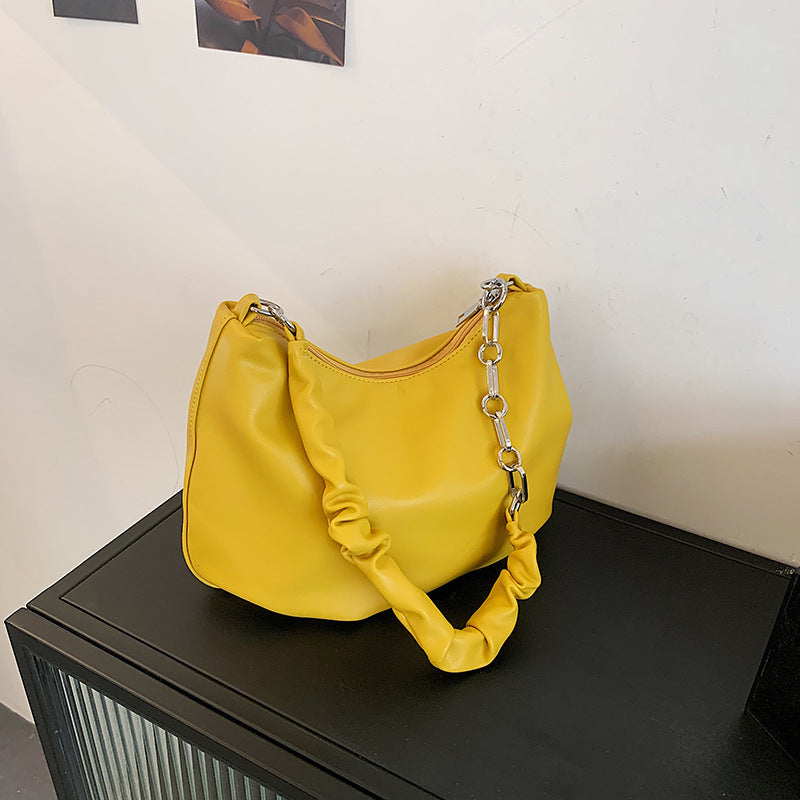 Trendy Pearl Chain Small Bag | Soft Leather Shoulder & Underarm Handbag
