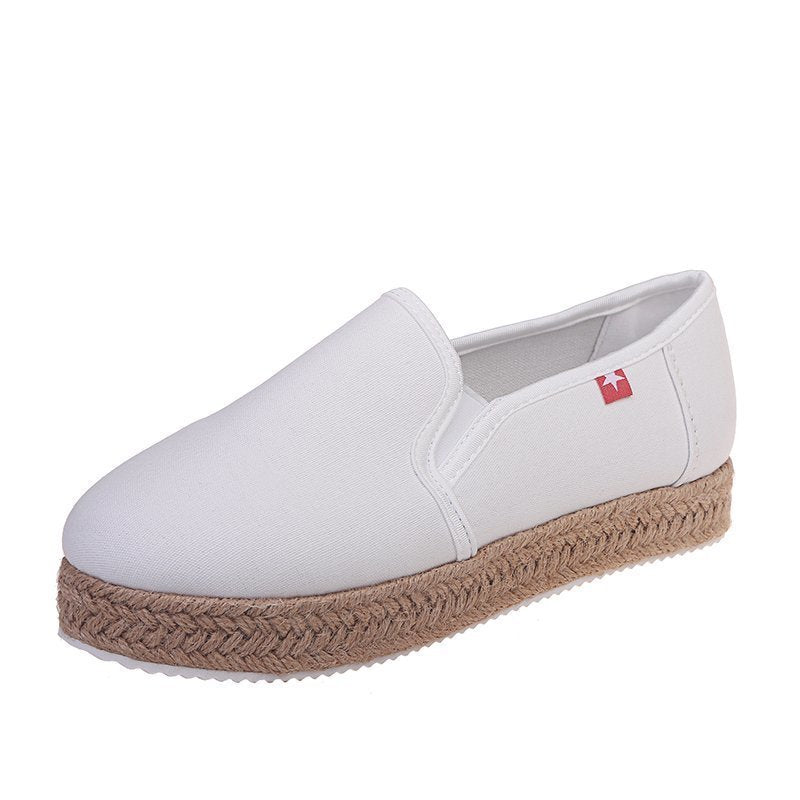 Lazy Casual Straw Woven Breathable Ultralight Canvas Shoes Women Shoes