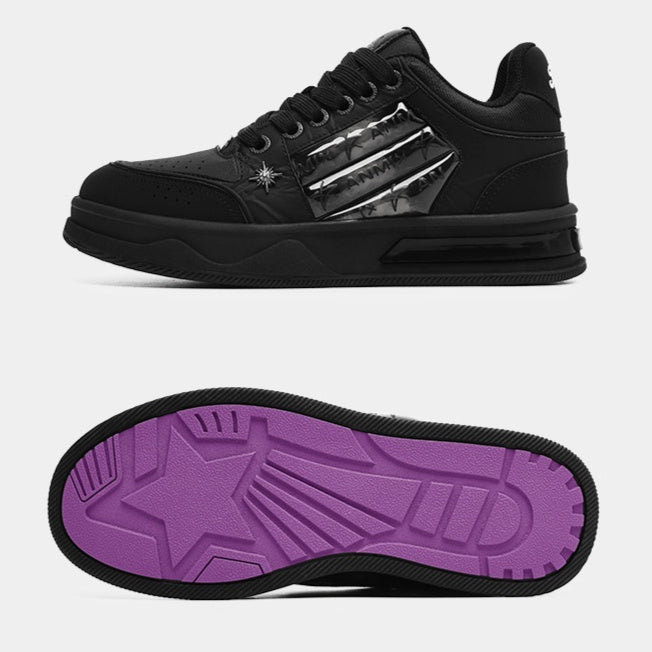 Unisex Fashion Platform Sneakers – Black Star Pattern All-Match Design