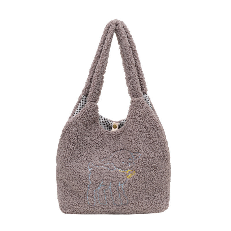 Women’s Winter Lamb Bag – Soft Plush Shoulder Handbag