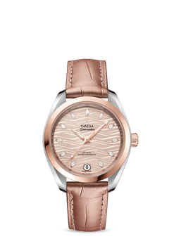 omega seamaster aqua terra co-axial master chronometer stainless steel & 18k sedna? gold lady's watch_4