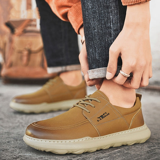 Men’s Autumn Casual Leather Shoes – Lightweight All-Match Fashion Sneakers