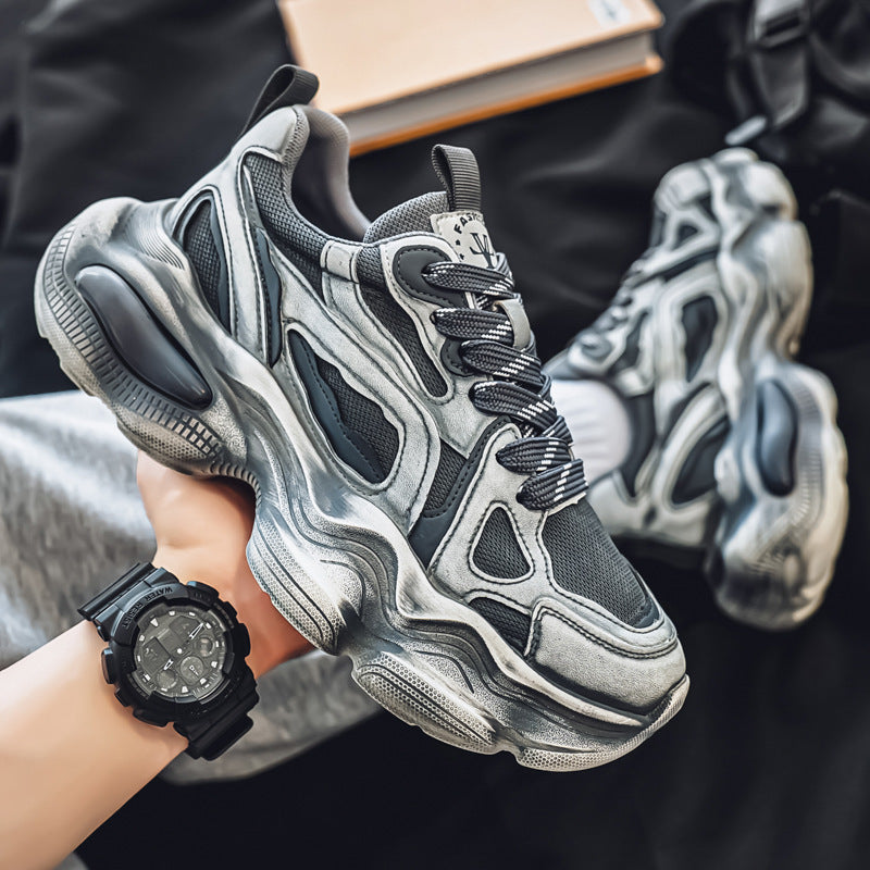 Men’s Brush Color Mesh Sneakers – Casual Height Increasing, Lightweight & Stylish Shoes