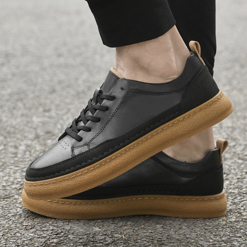 Men’s Casual Leather Sneakers – Hand-stitched Soft Sole Footwear