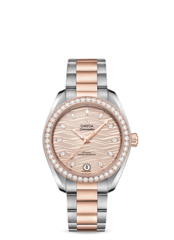omega seamaster aqua terra co-axial master chronometer stainless steel & 18k sedna? gold & diamonds lady's watch