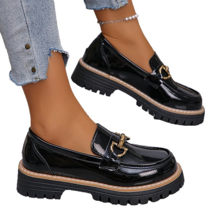 Women's Retro Chunky Heel Pumps | Color Block Platform Casual Shoes