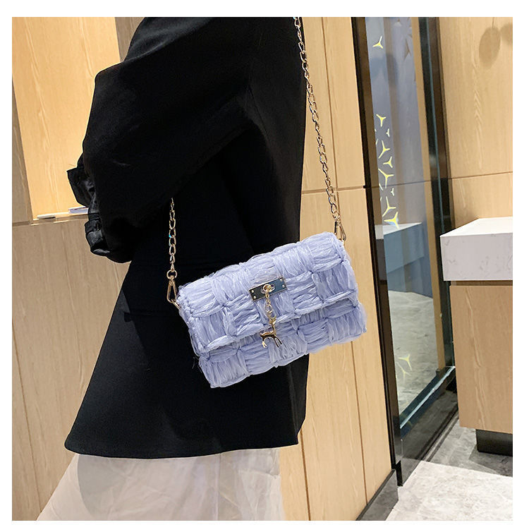 Women’s Woven Chain Bag – Trendy Ribbon Gauze Shoulder Bag