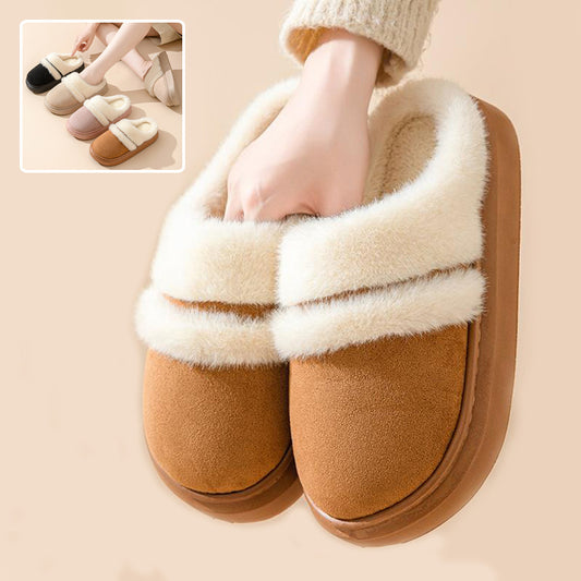 Women’s Warm Cotton Slippers – Thick Sole Non-Slip Suede Winter House Shoes