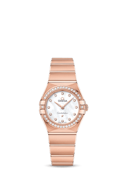 omega constellation quartz 18k sedna? gold?& diamonds lady?s watch