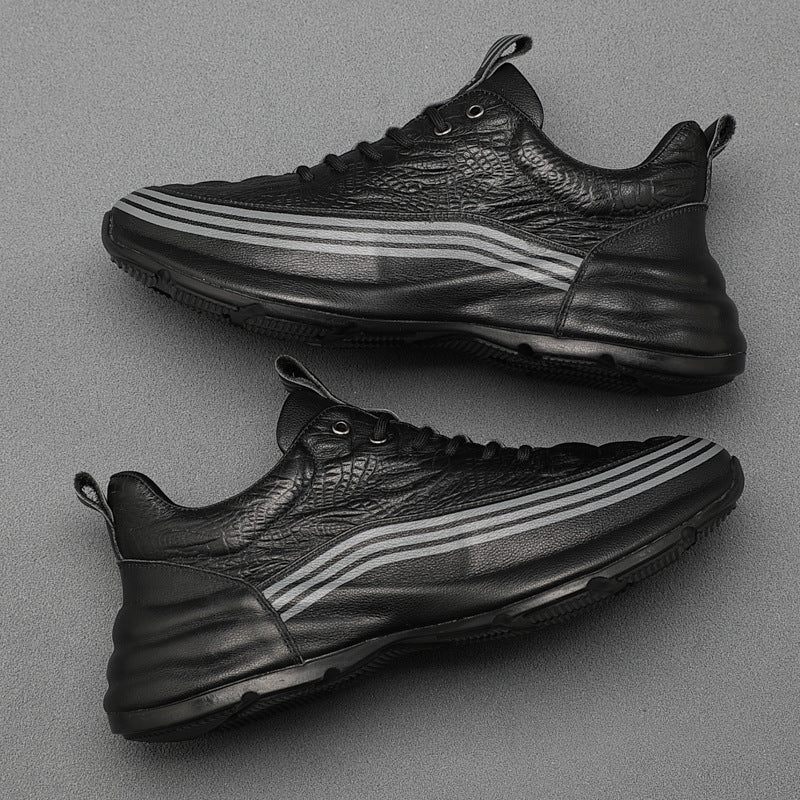 Men’s Breathable Leather Sports Sneakers – Lightweight Comfort Shoes