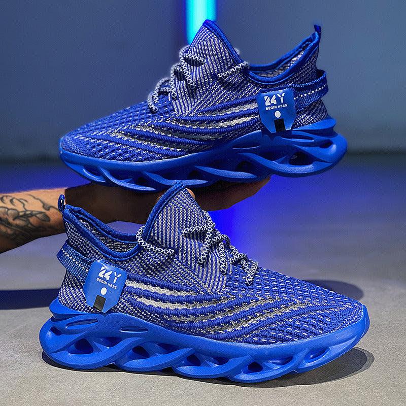 Men’s Flyknit Running Shoes – Breathable Mesh Platform Casual Sneakers