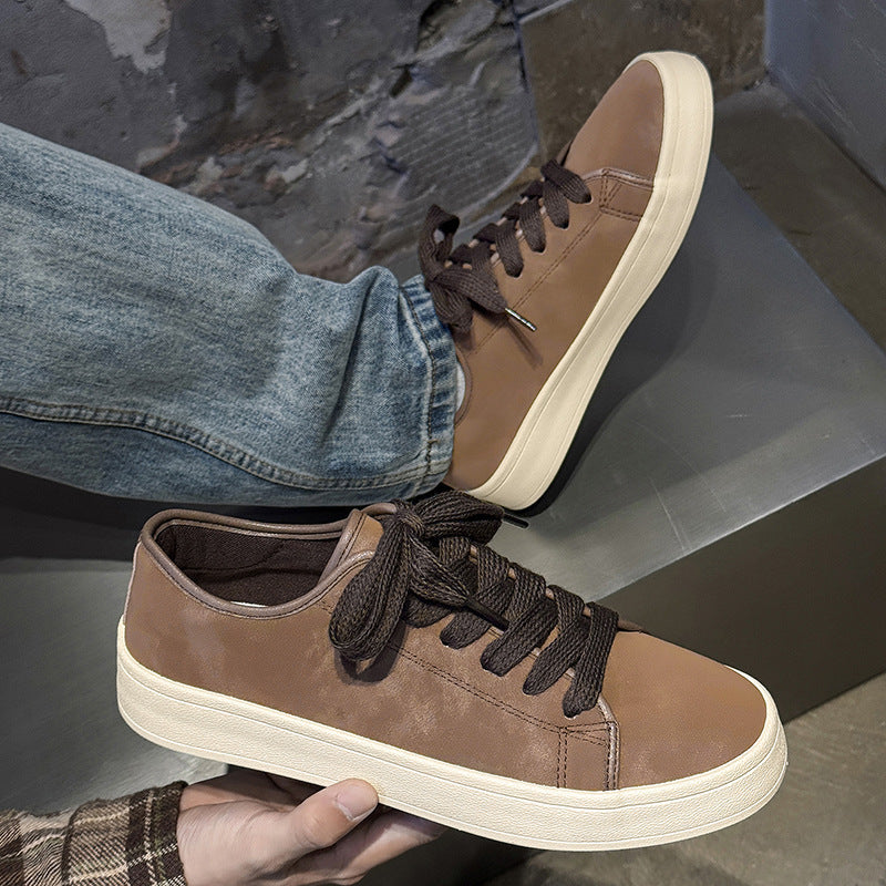 Men's Breathable Matte Leather Casual Sports Sneakers