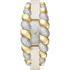 cartier tressage 18k yellow gold & diamonds lady's watch