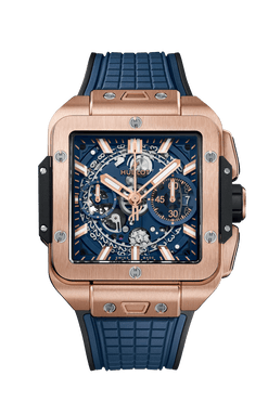 hublot square bang chronograph 18k king gold men's watch