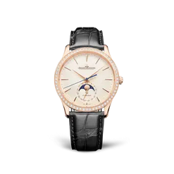 jaeger-lecoultre master ultra thin moon 18k rose gold & diamonds men's watch