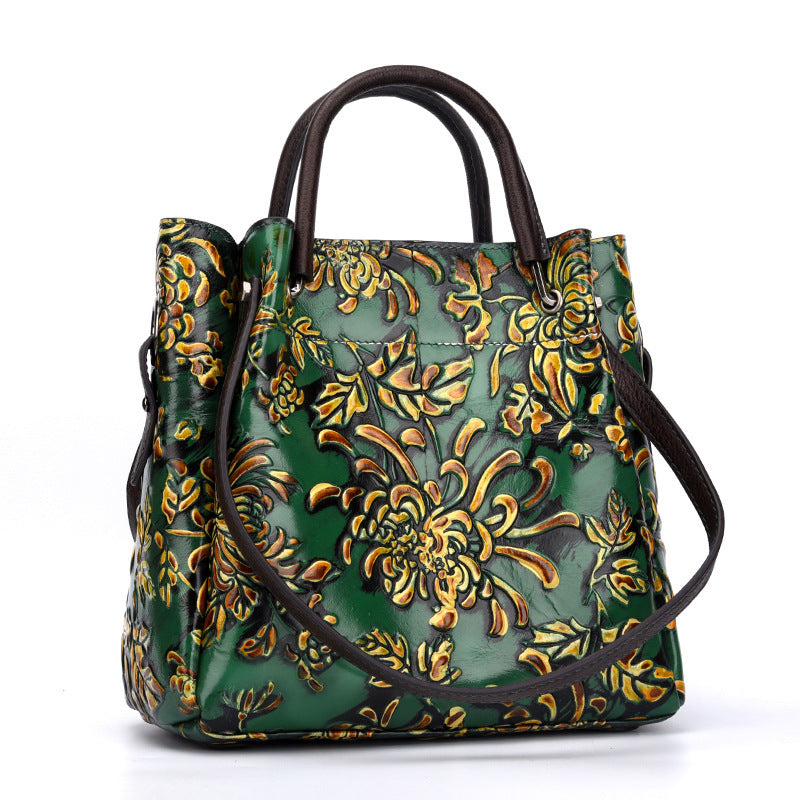 Trendy Embossed Cowhide Messenger Bag – Luxury Women's Handbag